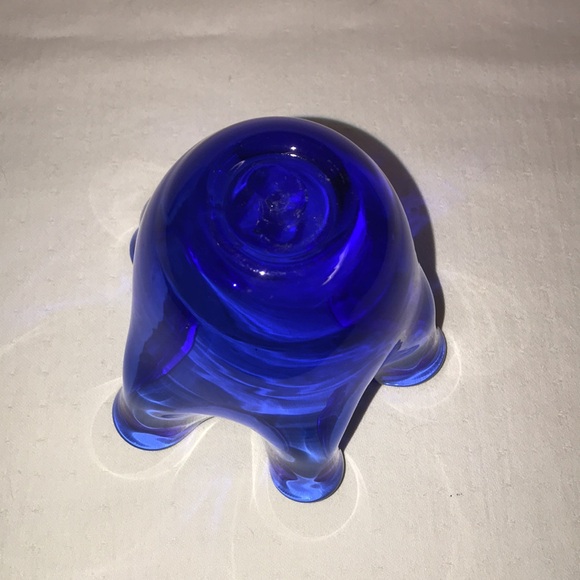 Cobalt Blue Glass Ruffled Handkerchief Vase 4” tall - Picture 3 of 4